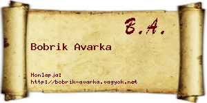 Bobrik Avarka névjegykártya